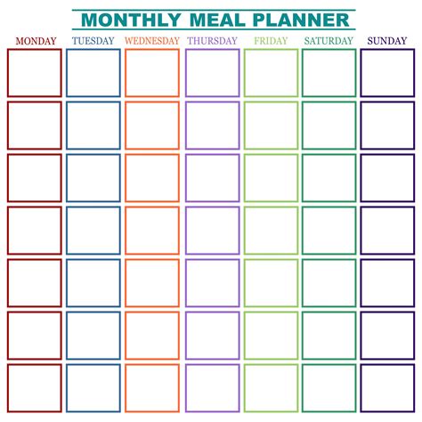 Printable Monthly Meal Planner There Are Hundreds Of Different Options