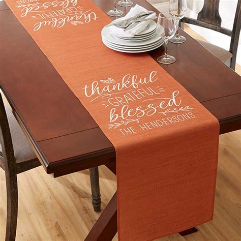 Thankful Grateful Blessed 16x60 Table Runner Personalized Table