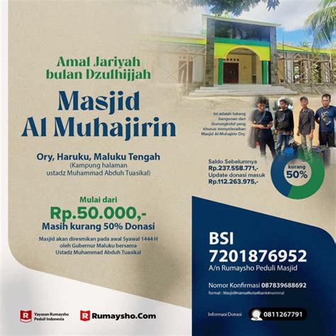 Amal Jariyah Bangun Masjid Al Muhajirin Mulai 50 Ribu Rupiah Rumaysho