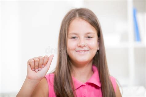 Smiling Deaf Woman Using Sign Language Stock Image Image Of Letters
