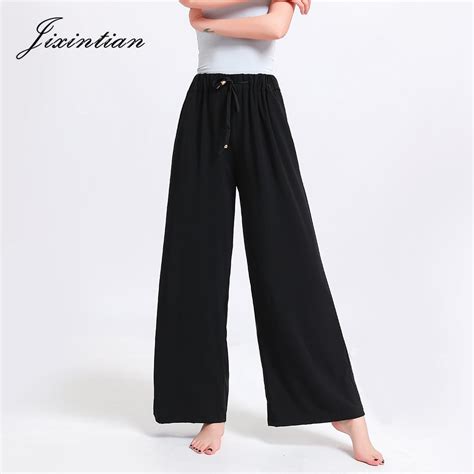 Jixintian New Design High Quality Rayon Wide Leg Pants Loose Casual