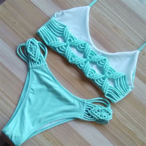 women s sexy triangle bandage brazilian bathing beachwear string thong bikinis sets biquini