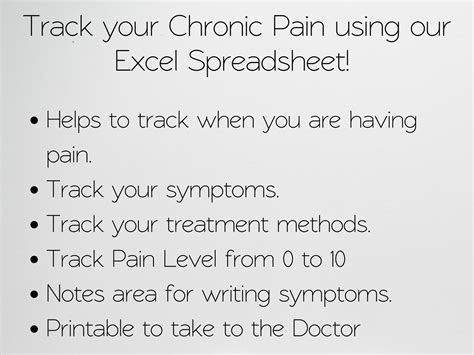 Chronic Pain Tracker Excel Spreadsheet Chronic Pain Journal Template Chronic Illness Editable