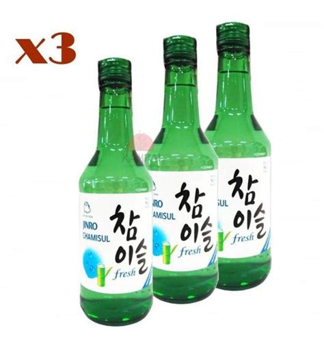 Saquê Coreano Soju Chamisul Fresh 178 360ml Kit Com 3 Jinro