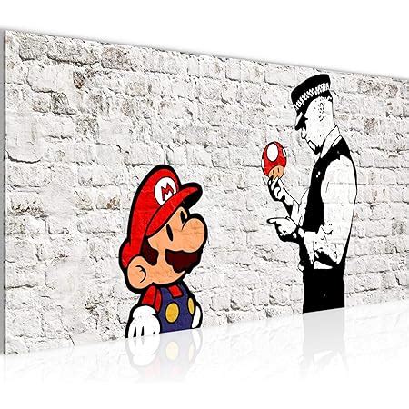 Amazon De Runa Art Mario And Cop Banksy Bild Wandbilder Wohnzimmer XXL