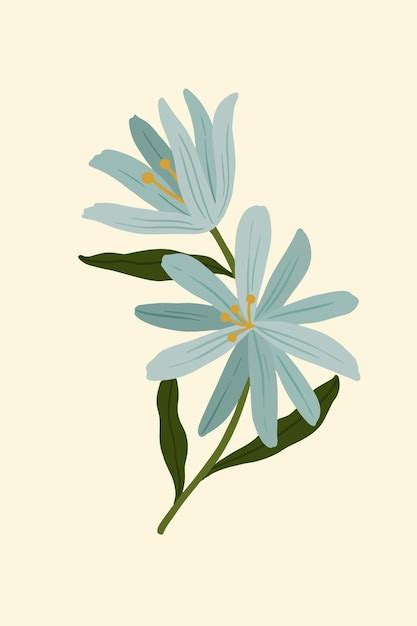 Free Vector Blue Botanical On A Creamy Background