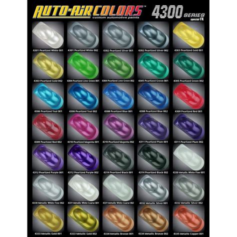 Auto Air Colors Color Chart 4300 Series Airbrushshop Danmark