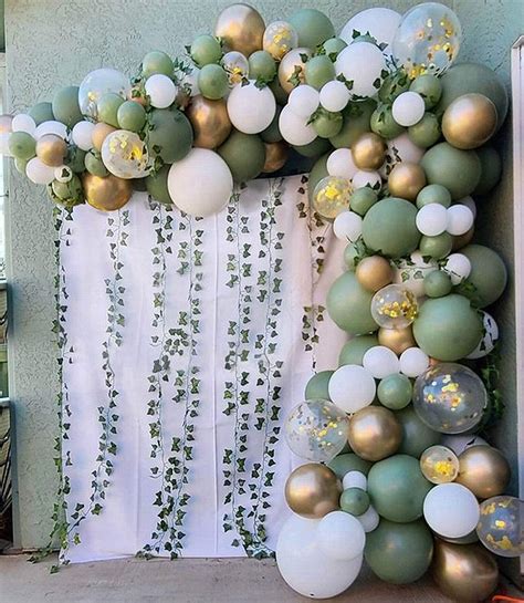 Buy 125pcs DIY Sage Green Balloon Garland Kit Olive Green White Gold