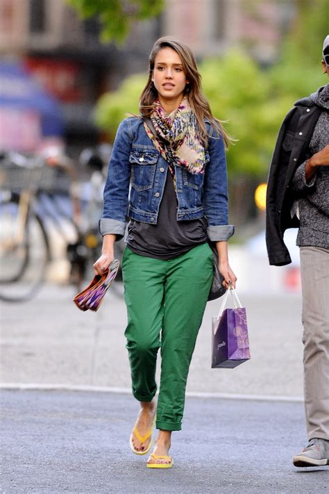 Jessica Alba In A Denim Jacket Celebrities In Designer Jeans From
