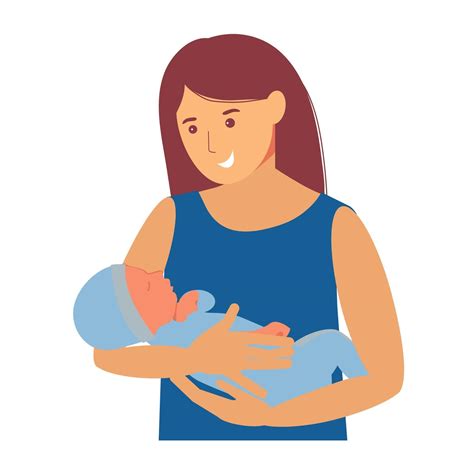 Maternidad Mujer Con Un Bebé En Brazos Amamantamiento 3050781 Vector