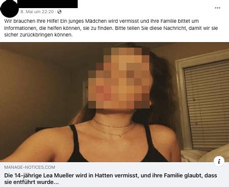 Vermisste 14 Jährige Hinter Fake Artikeln über Lea Mueller steckt