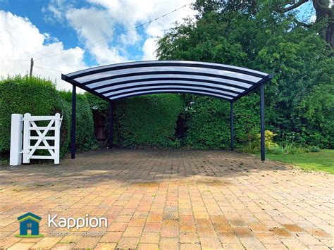 Versatube classic carport, 20 ft. Free-standing double carport installed in Enfield | Kappion Carports & Canopies