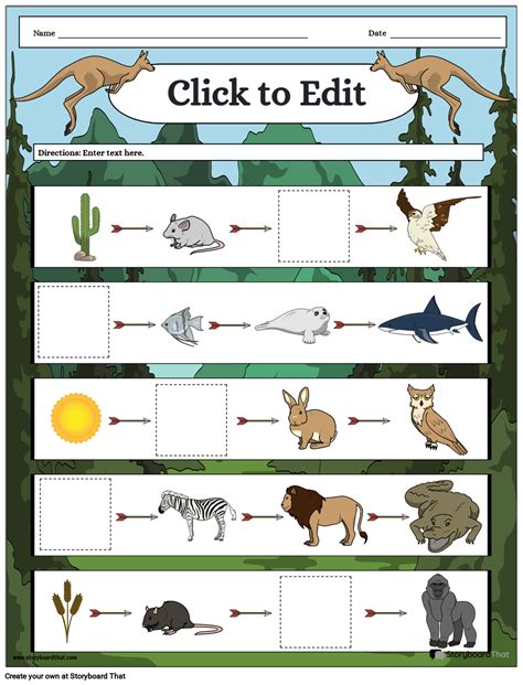 Food Chain and Web Worksheets: Free Customizable Templates - Worksheets