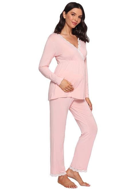 Womens Maternity Pajama Pants Set Nursing Loungewear Latuza