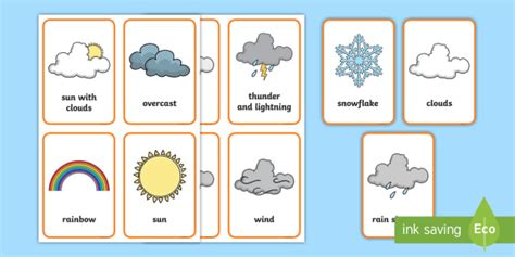 Weather Flashcards For Preschool Weather Pictures
