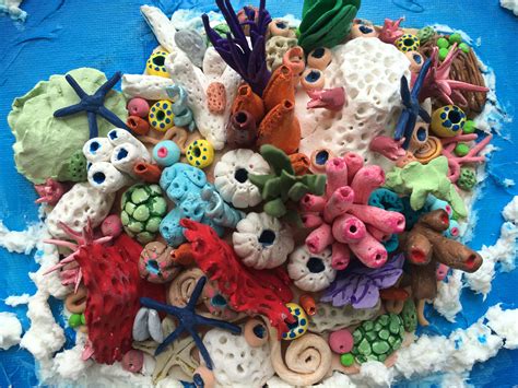 My 3d Sculpture Coral Reef Made From Clay My Creations Pinterest
