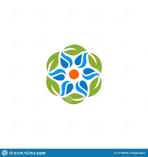 Abstract Nature Leaf Water And Sun Logo Stock Illustration