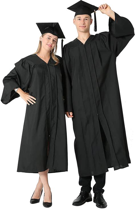 Graduationmall Matte Graduation Gown Cap Tassel Set 2020 For Black