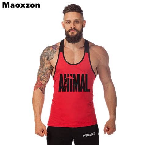 Maoxzon Mens Patchwork Fitness Tank Tops For Male Letter Print Casual