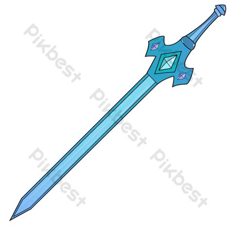 Beautiful Blue Sword Illustration Psd Png Images Free Download Pikbest