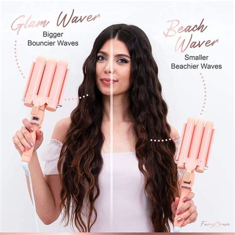 Large 3 Barrel Curling Iron Triple Hair Waver And Crimper Wand For Beach Waves Ceramic