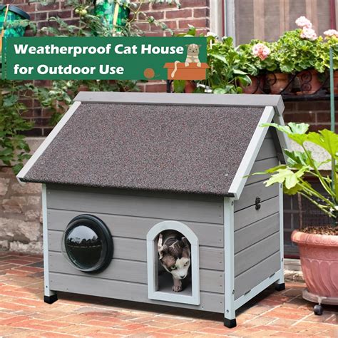 Free Shipping Weatherproof Outdoor Cat House, Wooden Feral Cat House