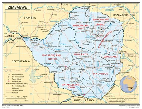 (2,592 m) is zimbabwe's highest point; Full political map of Zimbabwe. Zimbabwe full political map | Vidiani.com | Maps of all ...