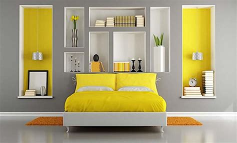 Grey And Yellow Wall Color For Bright Bedroom Paint Color