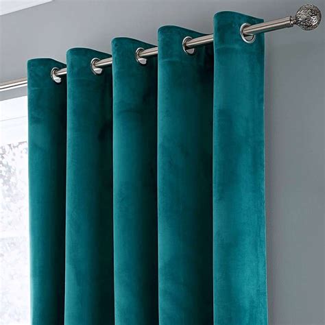 Ashford Teal Velour Eyelet Curtains Teal Curtains Curtains Dunelm