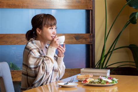 Japanese Woman Eating Traditional Breakfast Morning Kyoto Inn And Tour