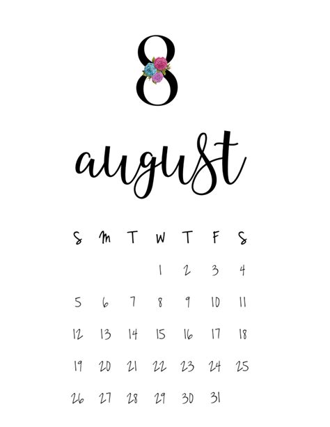 August Calendar Wallpaper Calendar August Wallpaper