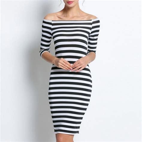 Casual Women S Fashion And Style Womensfashionblog Striped Bodycon Dress Black White Striped