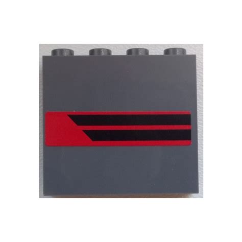 Lego Panel 1 X 4 X 3 With Two Black Stripes On Red Background Right
