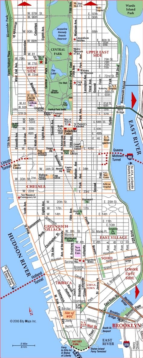 Manhattan Street Map New York City Map New York City Guide