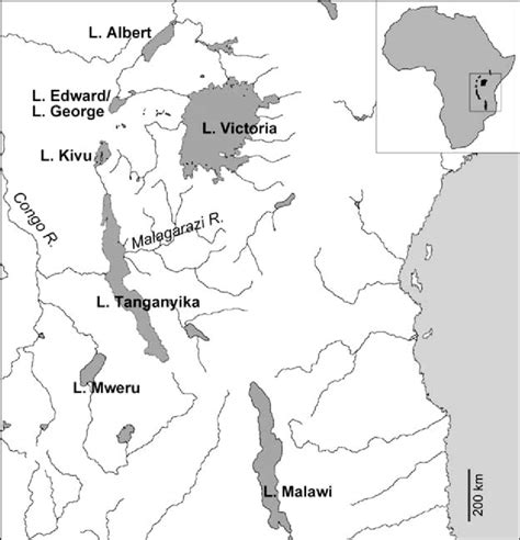 Map Of East Africa Showing The Lakes And The Main River Systems Of That