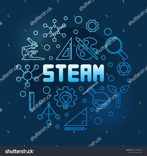 Steam Vector Concept Blue Round Outline Stock Vector Royalty Free