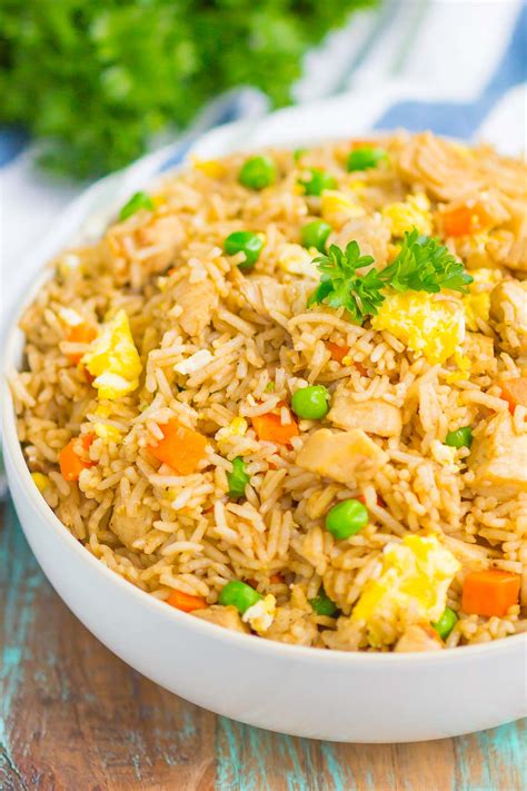 Chicken, rice, soy sauce and shredded egg stir fried together. Instant Pot Chicken Fried Rice - Pumpkin 'N Spice