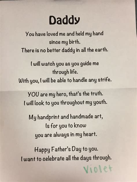 Fathers Day Poem For Handprint T Letter To My Dad Fathers Day Poems Father Poems