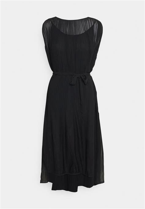 Banana Republic Pleated Tie Midi Dress Vestito Elegante Blacknero