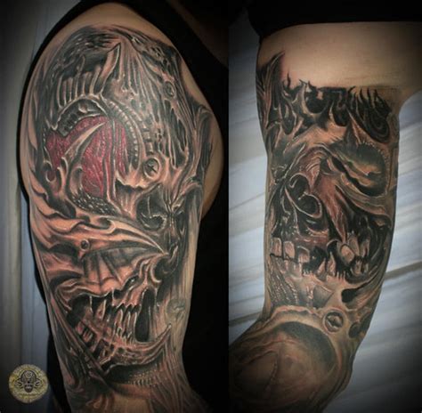 8 Biomech Skull Horror Arm Tat By 2face Tattoo On Deviantart