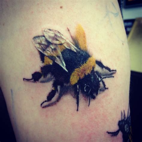 Realistic 3d Bumblebee Tattoo Design For Full Sleeve