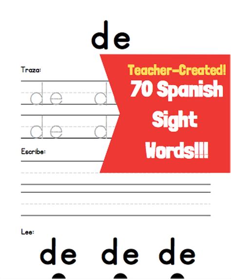 Spanish Sight Words Tracing Writing And Reading Practice Worksheets