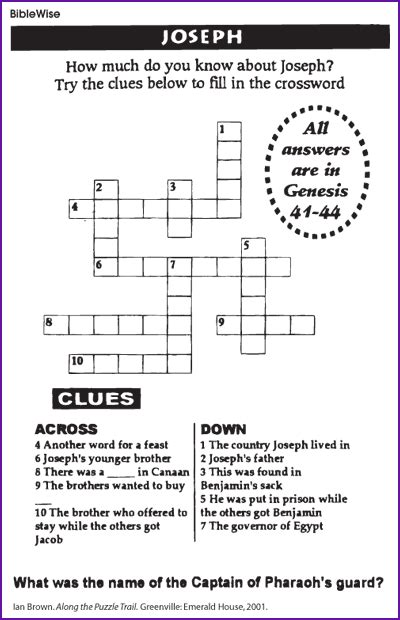 #268848 printable crossword puzzles the best worksheets image collection. Joseph - WorkSheet - SundaySchoolist