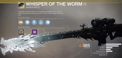 Whisper Of The Worm Carry Buy Destiny 2 Exotic Sniper Rifle Weapon