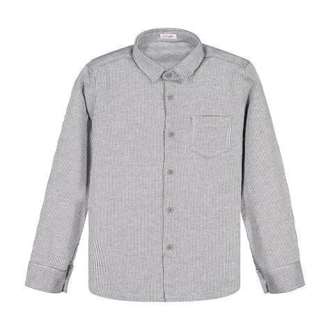 Il Gufo Boys Grey And White Striped Button Up Shirt For Boys