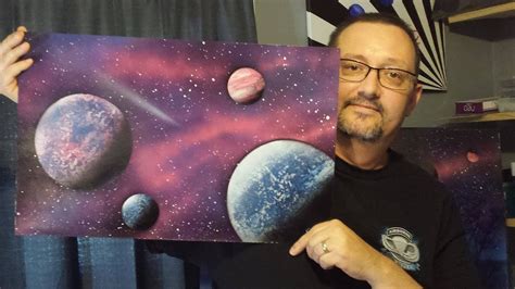Spray Paint Painting Tutorial Video Of A Space Galaxy With Planets