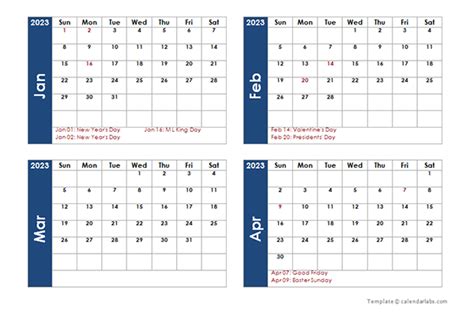 2023 Blank Calendar Template
