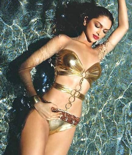 Deepika Padukone In Gold Swimsuit During Hd Shoot