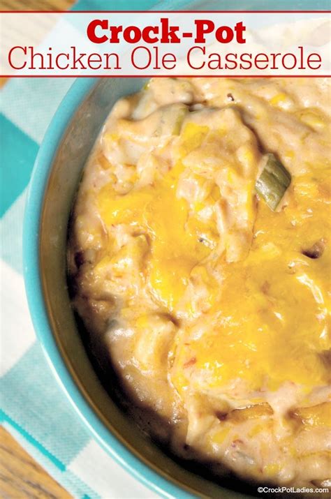 Used bowtie pasta and only 1 c of cheese to reduce calories. Crock-Pot Chicken Ole Casserole | Recipe | Food recipes, Crockpot recipes, Casserole recipes