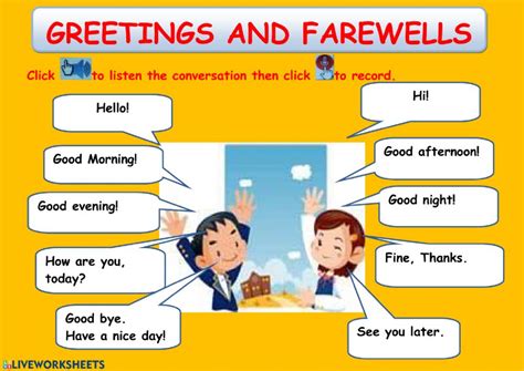 Greetings and farewells activity